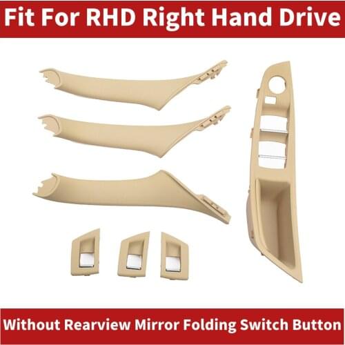 RHD Right Hand Car Interior Door Pull Handle Window Switch Panel Trim No Mirror Folding Button For BMW F10 F11 F18 520 523 525