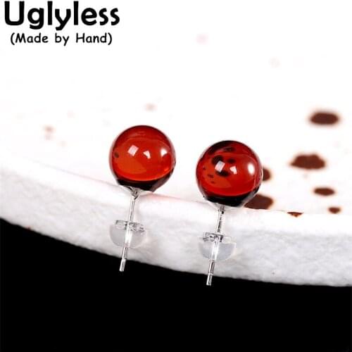 Uglyless 10MM Jade Balls MINI Studs Earrings for Women Natural Hotan Gemstones Brincos 925 Silver Jade Earrings Simple Jewelry