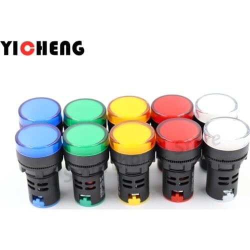 2pcs 22mm Panel Mount Signal Power Indicator Light Pilot Lamp AC DC 110V 220V AD16 beacon light led