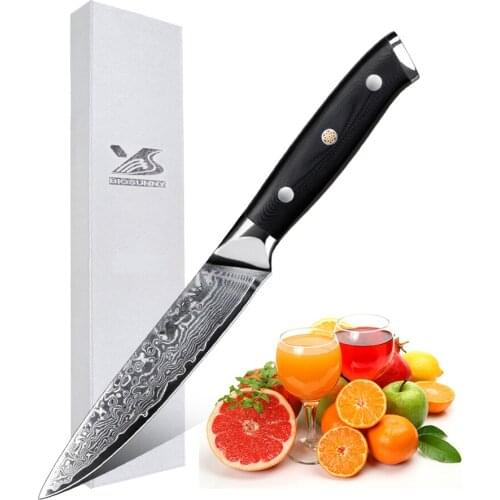 BIGSUNNY 5"inch Utility Knife Sharp Cleaver VG10 Damascus Steel Kitchen Knife Multi-purpose Cutter G10 Handle Slicing Tool