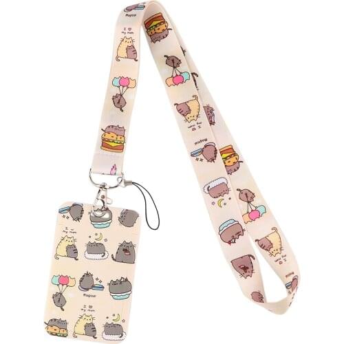 1pcs ZF3380 Lovely Cat Lanyard For Key Neck Strap Lanyard Card ID Badge Holder Key Chain Key Holder Hang Rope Key Ring Kids Gift