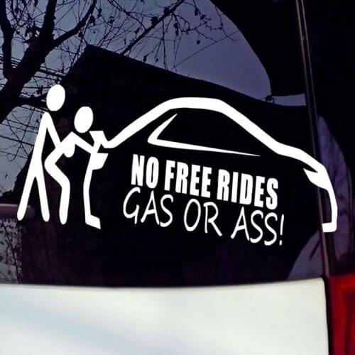 10 x New No Rides for Free Gas or Ass Car Creative Decorative Auto Decal Cartoon Car Reflective Car Body Decal Pattern Vinyl