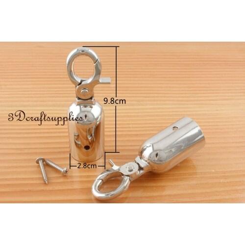 Rope Barrier end stopper Cord end caps with hook 2.8cm silver 2 pieces AC107