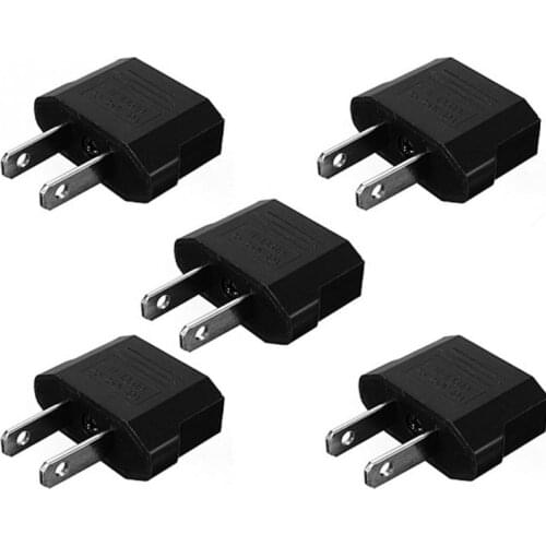 5PCs Travel Charger Adapter Plug European Euro to US USA black Power Plug adapter Converter Socket Adapter