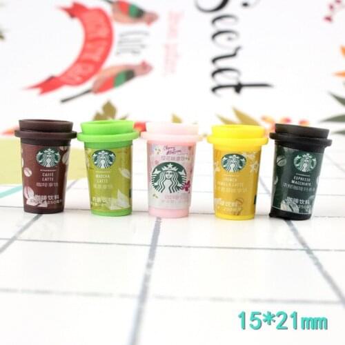 5Pcs Slime Charms Coffee Drink Cup Slime Accessories Beads Making Supplies With Drawstring Pouch For DIY Crafts Scrapbooki
