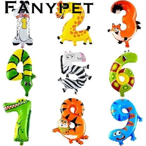 50pcs/lot 16inch animal Number Balloon Cartoon Foil Balloons Birthday Wedding Party Decoration Baby Shower globos