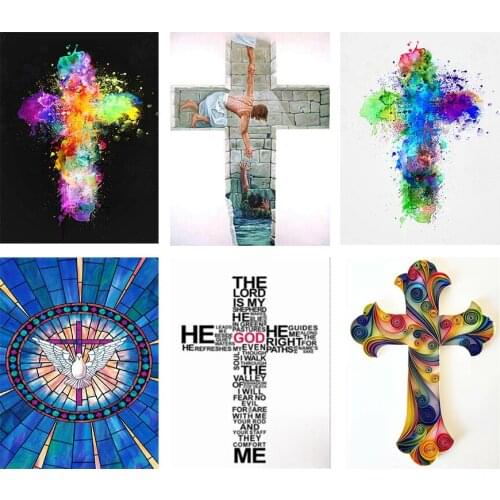 5D Diy Diamond Painting Religious Cross Landscape Diamond Embroidery Jesus Christian Religiou Icons Diamond Mosaic Cross Stitch