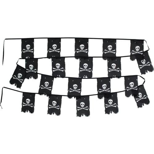 6 meters jolly roger string flag 20x 30cmcragged double bone skull flag