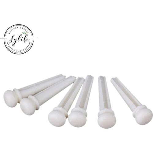 6pcs Real Bone Bridge Pins for Acoustic Guitars String Pegs Endpins White