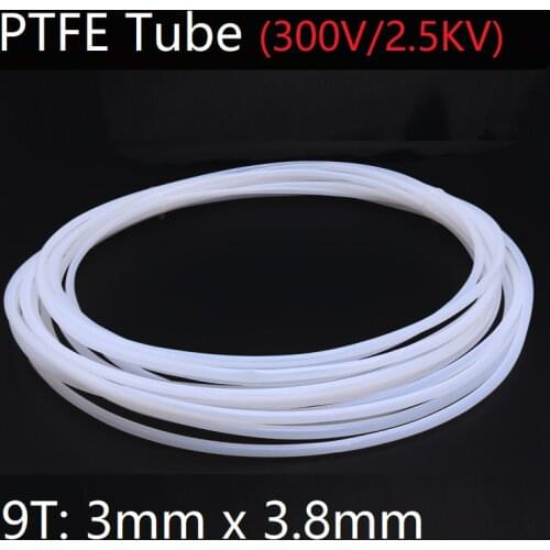 9T 3mm x 3.8mm PTFE Tube T eflon Insulated Rigid Capillary F4 Pipe High Temperature Resistant Transmit Hose 300V White