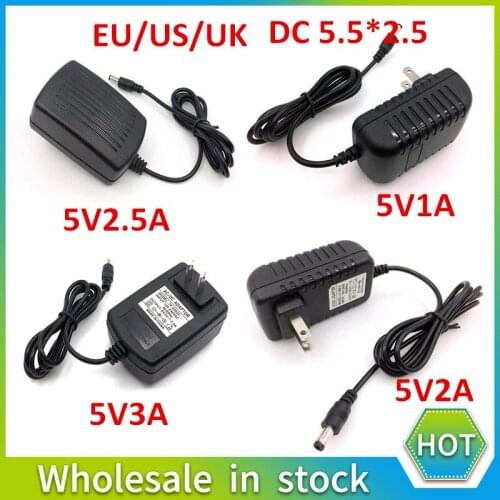 1pcs 100-240V AC to DC Power Adaptor Supply Charger adapter 5V1A 2A 2.5A 3A US EU AU Plug 5.5mm x 2.5mm/5v3aDC Plug Micro USB