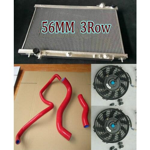 Aluminum Radiator + Fan For Nissan Skyline Infiniti V35 G35 Coupe 3.5L VQ35DE V6 2003-2007 2004 2005 2006 Silicone Hose