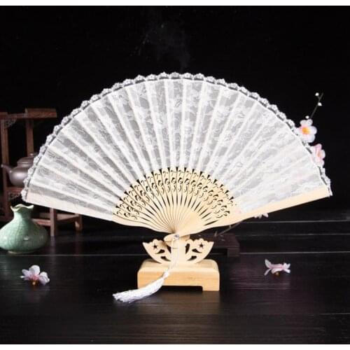 Bamboo White Black Fashion Vintage Spanish Lace Decoration Wedding Party Gift Hand Fan Free Shipping SN3452
