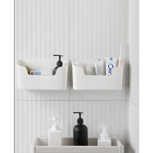 White Storage Box Wall Mounted Sundries Remote Control Organizer Kitchen Cabinet Door Box Bathroom Storage Rack Phone Holder