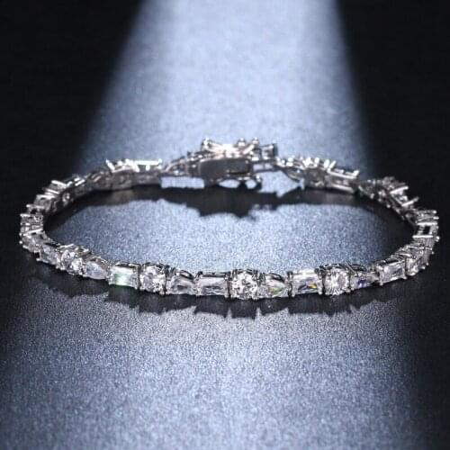 ORZTOON Retro Inlaid Irregular Zircon Chain Bracelets for Women Fashion Gold Silver Color Bracelet Trendy Female Wedding Jewelry