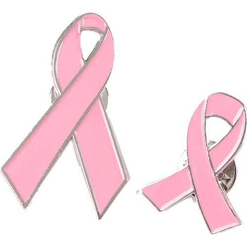 1 Piece Pink Enamel Breast Cancer Awareness Charity Ribbon Brooches Pins