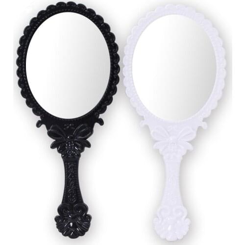 Black White Makeup Mirror Portable Cosmetic Mirrors Beauty Mirror Hand Held Mirror With Handle For Ladies Beauty Dresser