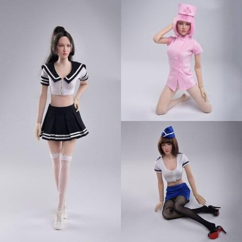 Createmodels D-04 1/6 Female Sexy Maid Suit Nurse Uniform School Clothes Model Fit 12'' Soldier Action Figure Body