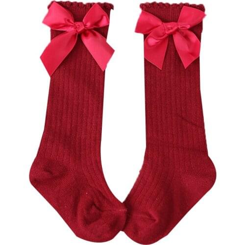 Toddlers Girls Big Bow Knee High Long Soft Cotton Lace baby Socks Cotton Blend 0-7 year Socks Baby bow princess socks Kids Socks