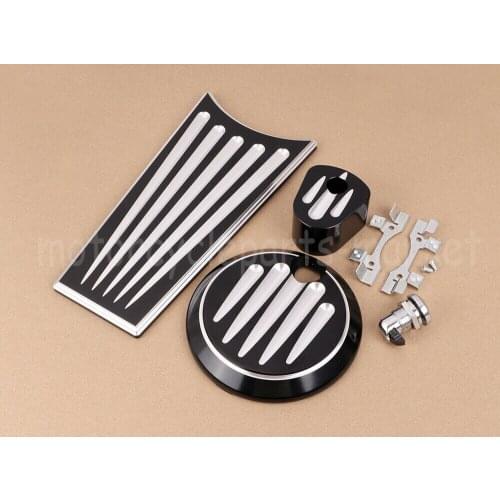 Motorcycle CNC Fuel Gas Tank Door Dash Insert Switch Cover+Push Button Latch Kit For Harley Touring FLT FLHT FLTR 93-06