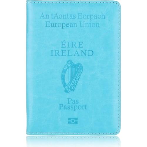 TRASSORY European Union Ireland Lightweight Leather Passport Cover Small Travelers Lugguge Holder Book Protection