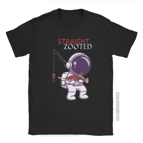 Crazy Straight Zooted Fish Astronaut T-Shirt Men Crewneck 100% Cotton T Shirt Classic Short Sleeve Tees New Arrival Tops