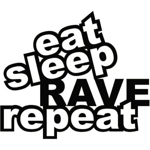 Dawasaru JDM Styling Eat Sleep Rave Repeat Car Sticker Personalized Decal Laptop Truck Motorcycle Auto Decoration PVC,15cm*13cm