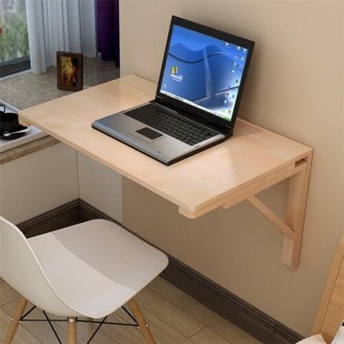 Wall Mounted Floating Computer Desk Folding Laptop Table Sturdy Brackets for Office Home Kitchen 60x40cm Multifunctional Desk