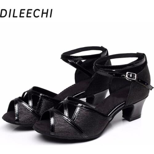 DILEECHI Gold Latin dance shoes adult female high-heeled summer square dance sandals soft outsole