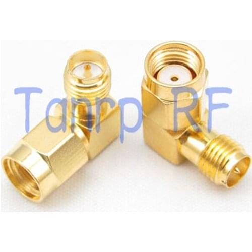 Wholesale RP-SMA male plug to RP-SMA female jack right angle 90 degree RF coaxial connector adapter cable