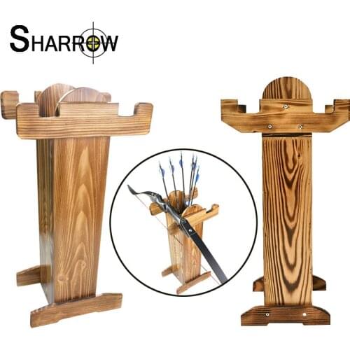 1pc Archery Arrow Quiver Solid Wood Bow Stand Multifunctiona Recurve Compound Traditional Bow Holder Rack Bracket Accessories