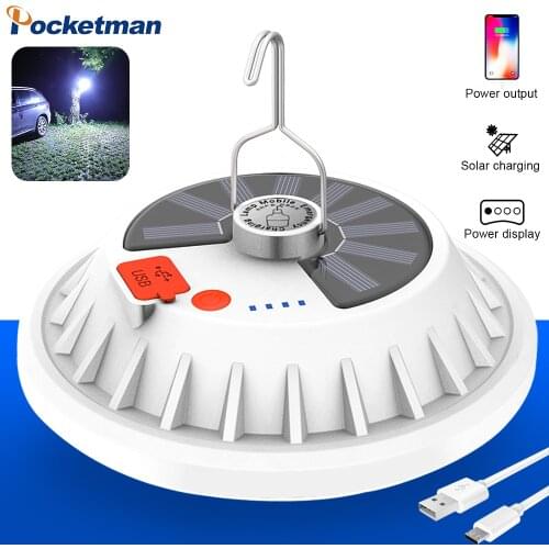 Portable Solar Hooking Remote Control Lamp Waterproof LED Solar Lamp Camp Garden Lighting 18650 Battery Camping Hook Light