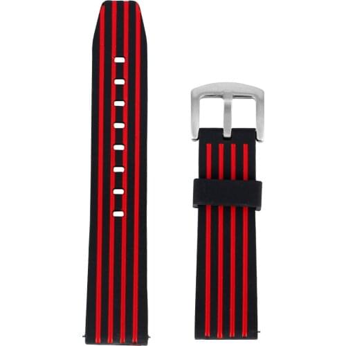 Casual Silicone Replacement Watch Strap 20/22/24MM Silver Pin Buckle Watches Band Red/Blue/Yellow Waterproof Wristwatch Strap