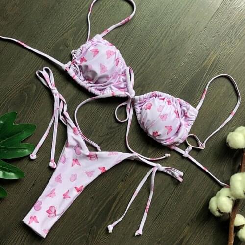 Sexy Brazilian Micro Thong Bikini 2022 Female Tie-Dye Printed Swimsuit Women Swimwear Two-piece Bather Mini Biquini Bathing Suit