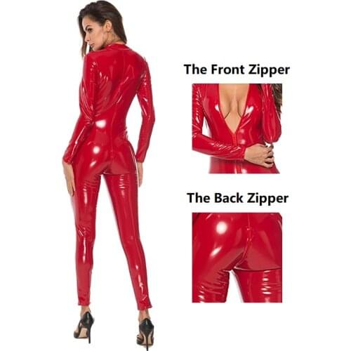 Sexy Open Crotch Latex Female Bodysuit Lingerie Plus Size for Sex Crotchless Catsuit Sexi Exotic Body Suits Faux Leather