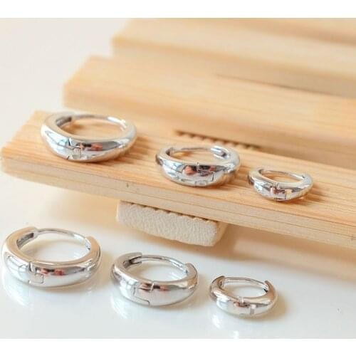 Silver jewelry drop-shaped glossy ear buckles, trendy mens simple boys and girls fashion ear bone ring ear hoop earrings