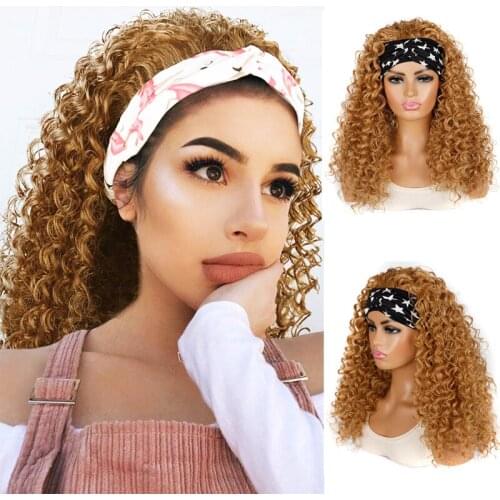 Synthetic Hair Grip Headband Scarf Wig Water Wave Synthetic Hair Wig No plucking wigs for Women No Glue No Sew In