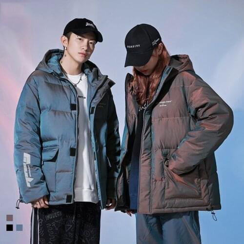 Hip Hop Reflective Parka Men Jacket 2020 Winter Warm Down Coat Thick Outwear Hooded Streetwear Casual Parkas Jackets for Mens