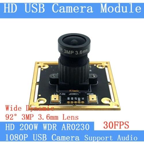 Plug play Backlight shooting wide dynamic 1080P OTG UVC Webcam 30FPS USB Camera Module Support audio for Android Linux Windows
