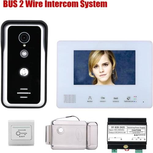 7 Inch BUS 2 Wire Video Door Phone Intercom systems Electronic Door Lock for home 1-doorbell camera 1/2-monitor Night Vision
