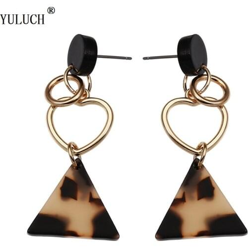 YULUCH New Design Acrylic Stud Earrings Geometric Metal Gold Earrings For Fashion Trendy Jewelry For Woman Girls Special Gifts
