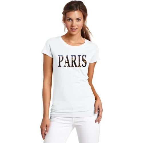 BLWHSA Now Womens Active Short Sleeve Crew Neck T-Shirt with Fashion City Paris Design Printed Tshirt for Women