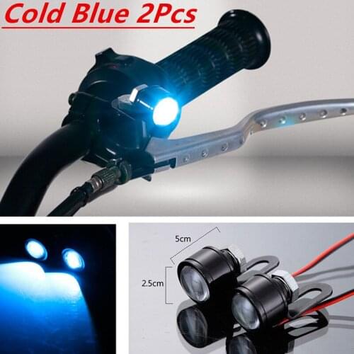 1 Pair Motorcycle Spotlight Ice Blue Lens LED Headlight Daytime Running Light Fits for most motorcycle electric motor bike