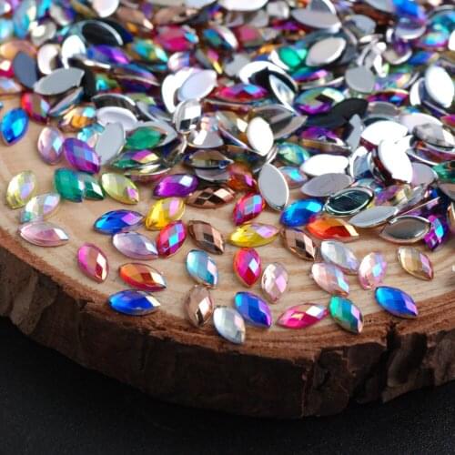 10000pcs 3*6/4*8/5*10mm Crystal AB Acrylic Flatback Horse Eye Rhinestones Glue On Clothes Jewelry DIY