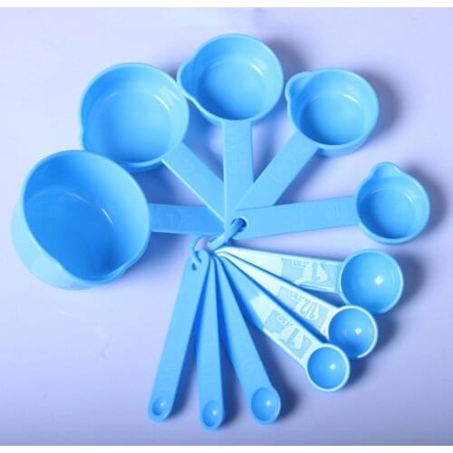 11Pcs for Baking Coffee Blue Plastic Measuring Spoons Cups Tablespoon Tools Set Spoon/Measuring Spoon/ Number Measuring Spoon