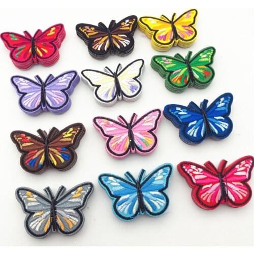 120pcs Iron On Patch Sew Embroidered Trim COLOR butterfly fabric stickers forDIY sewing craftLeiao Craft