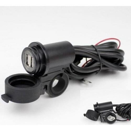 12V 24V Motorcycle car charger Waterproof Cover Dual Double USB Phone Power Charger Adapter Vehicles USB Ports With Bracket
