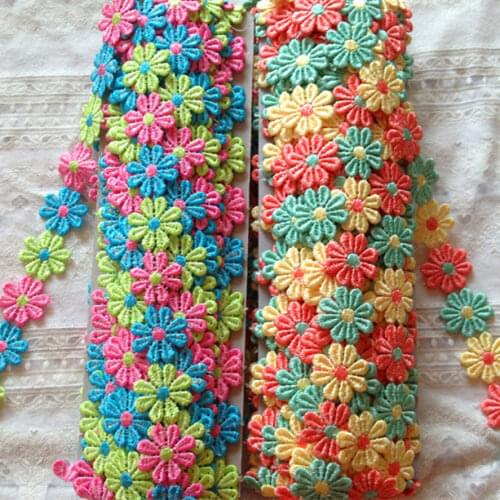 15Yard/lot Exquisite multicolour water soluble embroidery lace trim clothes curtain accessories 2.5cm lace diy decoration fabric