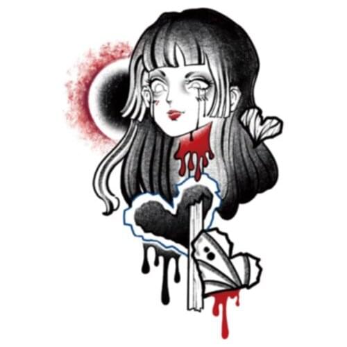 160MM×106MM Puppet Girl Dark Flower Arm Tattoo Sticker Tattoo Sticker Waterproof and Durable