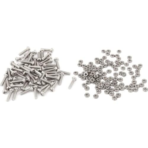 160 Pcs 304 Stainless Steel Fastener: 60Pcs M2 x 8Mm Phillips Pan Head Screws Bolt & 100Pcs Metric M2 Hex Nuts Fastener DIN934 f